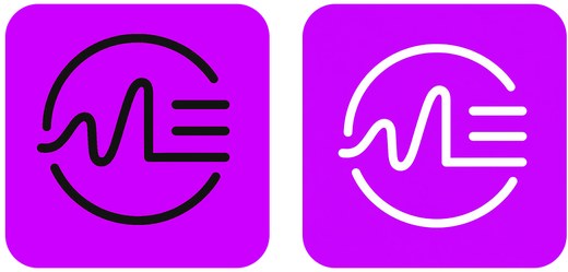 EpickSet app icon in black and in white on purple: a sound wave that turns into setlist lines inside a circle
