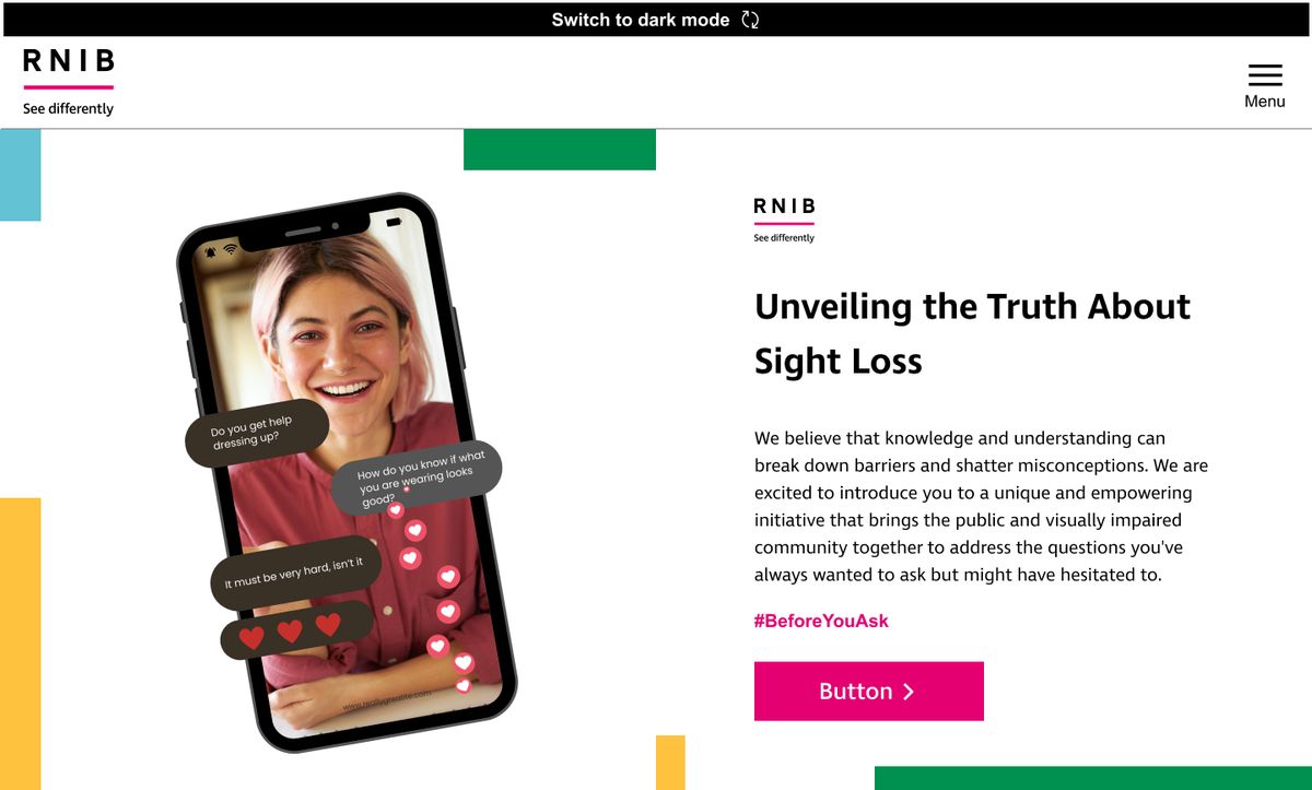 Desktop landing page in light mode