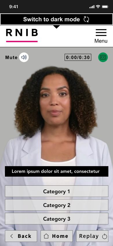 Video answer from a campaign participant with three category buttons below